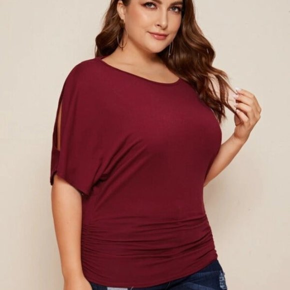 XL NEW Plus Split Sleeve Solid Tee - Picture 2 of 5